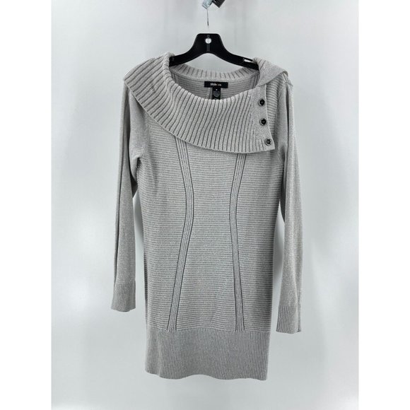 Style & Co. Women's Gray Knit Long Sleeve Collared Tunic Sweater Size Medium - Picture 2 of 10